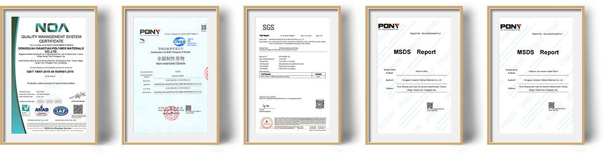 Certification collection for liquid silicone rubber materials